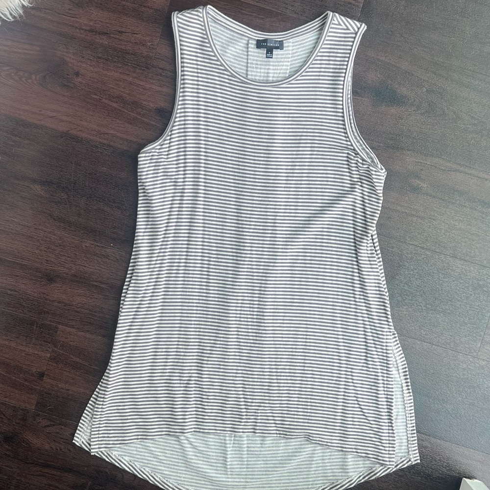 The Limited Gray and White Striped Tank Top